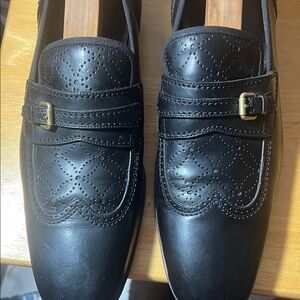 Louis Vuitton Major Black 100% calf Leather Loafers with Buckle made in Italy.